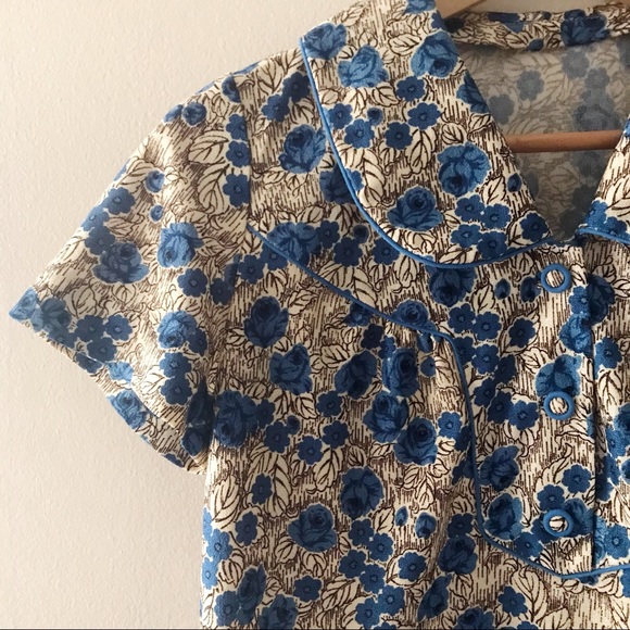 Vintage Tops - Blue Rose Blouse
